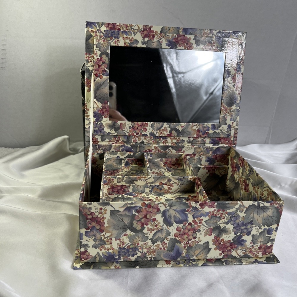Vintage Kmart Ladies Fashion Jewelry Box Removable‎ Tray Red Grape Design - Picture 3 of 7